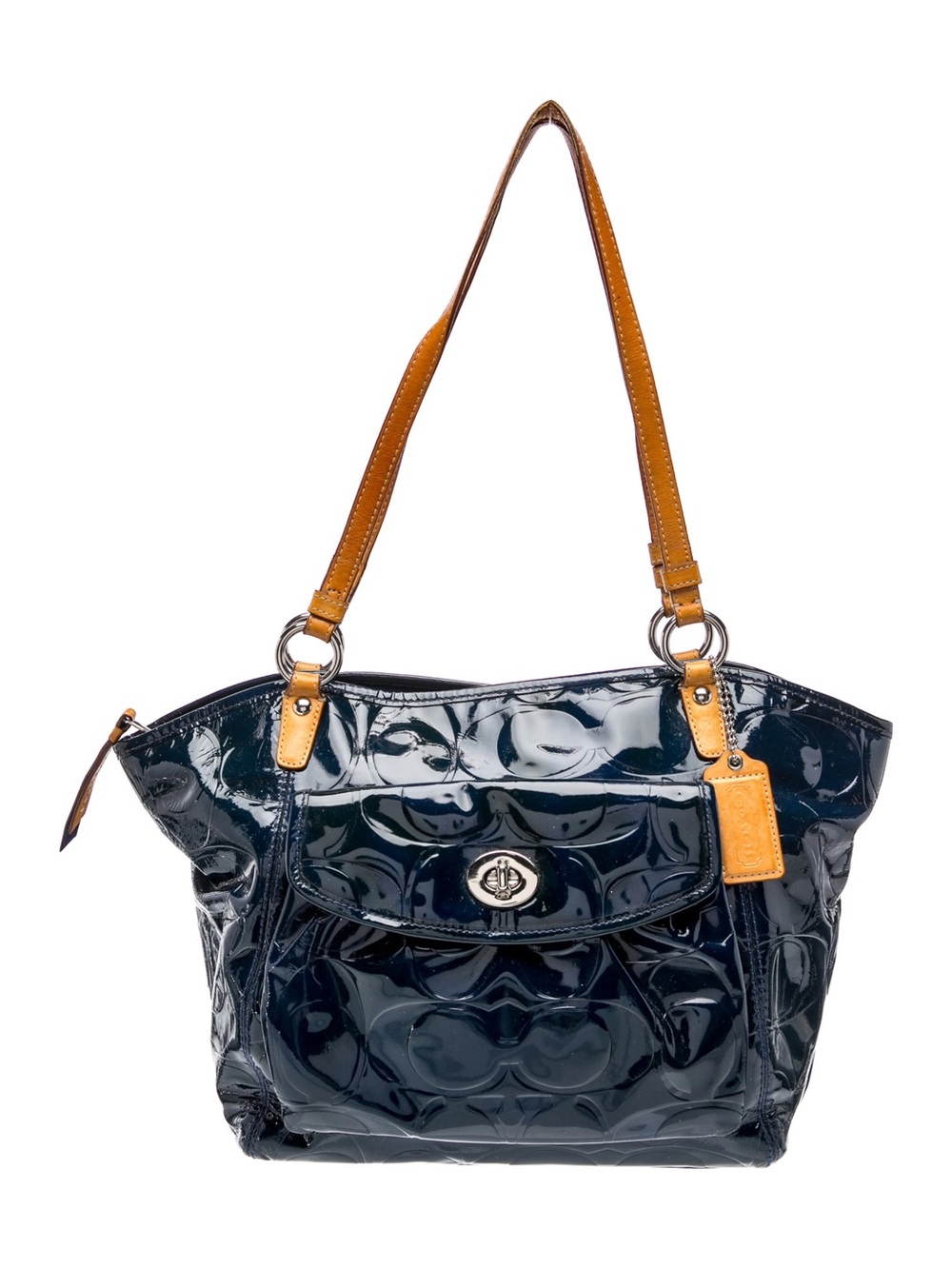 Coach Patent Leather Shoulder Bag - Blue Shoulder Bags